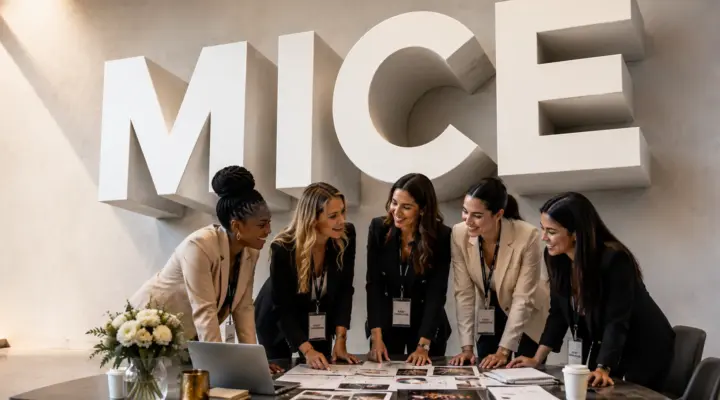 Businesswomen collaborating in a meeting, representing female leadership in the MICE industry
